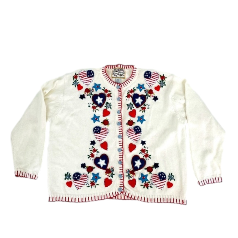 VTG USA American Heats Patriotic Sweater - XL